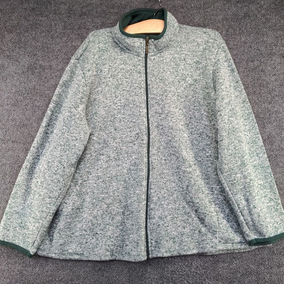 Stan Herman Men's Full Zip Fleece Jacket Green Heathered Size XL 100% Polyester - Picture 5 of 12